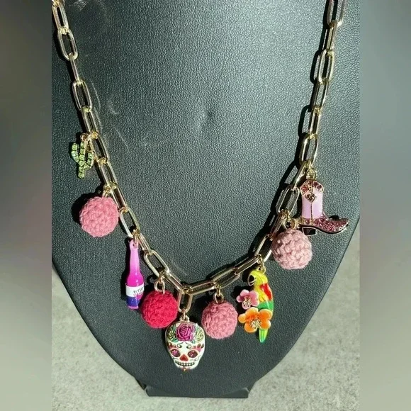 Betsey Johnson COWGIRL CHARM NECKLACE PINK NWT - Picture 2 of 5